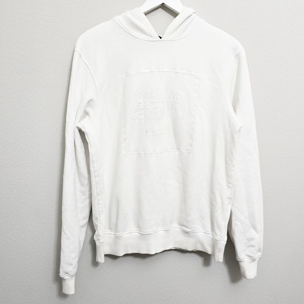 OPENING CEREMONY Men's Cloud White Embossed Box Logo Hoodie  $230